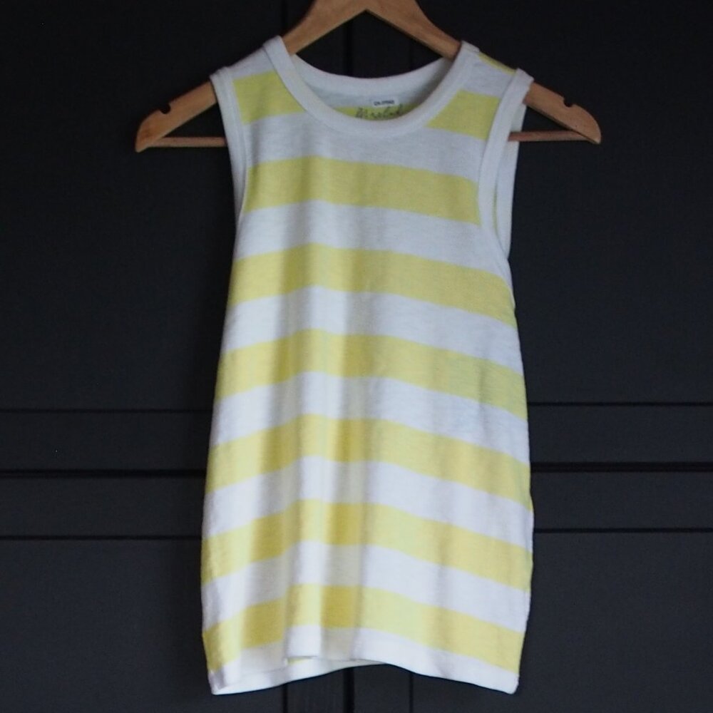 Yellow and White Striped Tank Top